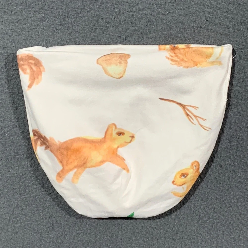 Baileys Blossoms 6-9M Squirrel Acorn Print Pants‎ and Beanie Set White Orange
